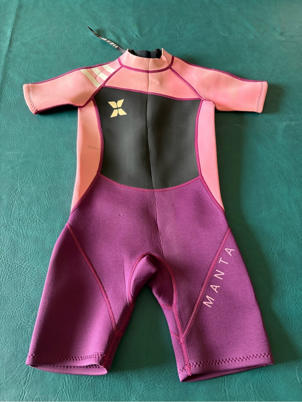 Manta Kids Short Sleeve Swim wetsuit surf boating ski- Pink & Purple